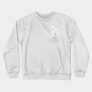 white cosmos flowers  ink and watercolor Crewneck Sweatshirt